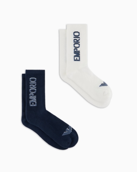 Armani Paquete de dos pares de calcetines de rizo con maxilogotipo