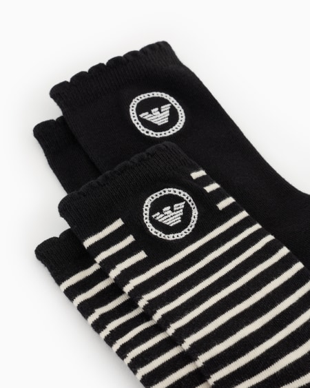 Armani Paquete De Dos Pares De Calcetines En Rizo Con Logotipo De Tejido Jacquard