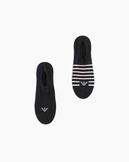 Armani Paquete de dos pares de calcetines invisibles en rizo con logotipo de tejido jacquard