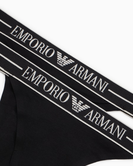 Armani Paquete De Dos Tangas De Algodón Orgánico Con Banda Con Logotipo ASV