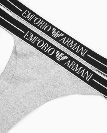 Armani Paquete De Dos Tangas De Algodón Orgánico Con Banda Con Logotipo ASV