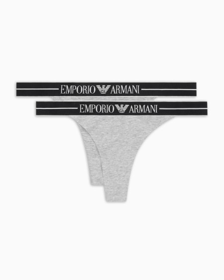 Armani Paquete de dos tangas de algodón orgánico con banda con logotipo ASV