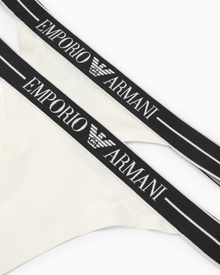 Armani Paquete De Dos Tangas De Algodón Orgánico Con Banda Con Logotipo ASV