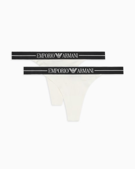 Armani Paquete De Dos Tangas De Algodón Orgánico Con Banda Con Logotipo ASV