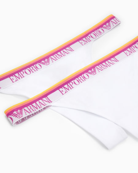 Armani Paquete De Dos Tangas De Algodón Orgánico Iconic Con Banda Con Logotipo ASV