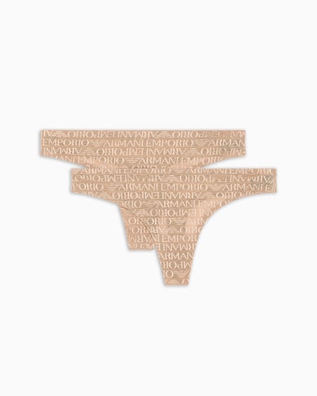Armani Paquete de dos tangas de malla reciclada con inscripción integral del logotipo ASV
