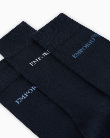 Armani Paquete De Tres Calcetines Con Logotipo Emporio Armani En Tejido Jacquard
