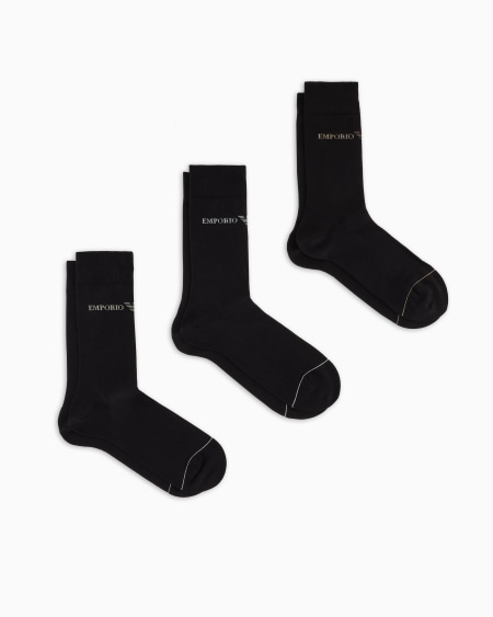 Armani Paquete de tres calcetines con logotipo Emporio Armani en tejido jacquard