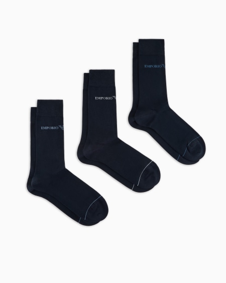Armani Paquete de tres calcetines con logotipo Emporio Armani en tejido jacquard