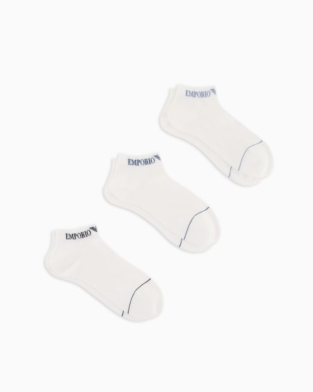 Armani Paquete de tres calcetines cortos con logotipo Emporio Armani en tejido jacquard