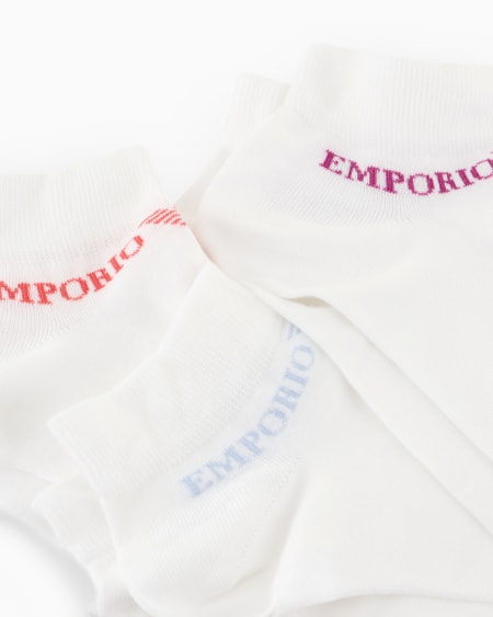 Armani Paquete De Tres Calcetines Cortos Con Logotipo En Tejido Jacquard