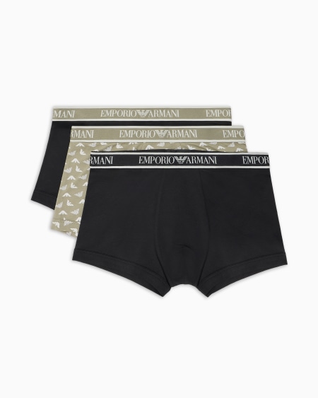 Armani Paquete de tres calzoncillos bóxer con banda con logotipo Core