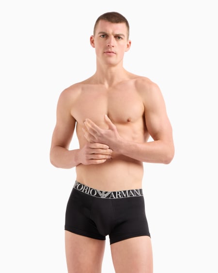 Armani Paquete De Tres Calzoncillos Bóxer De Algodón Orgánico Con Banda Con Logotipo Brillante ASV