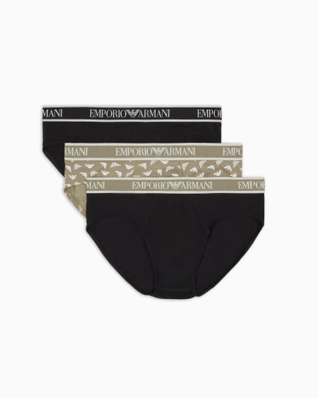 Armani Paquete De Tres Calzoncillos Slip Con Banda Con Logotipo Core