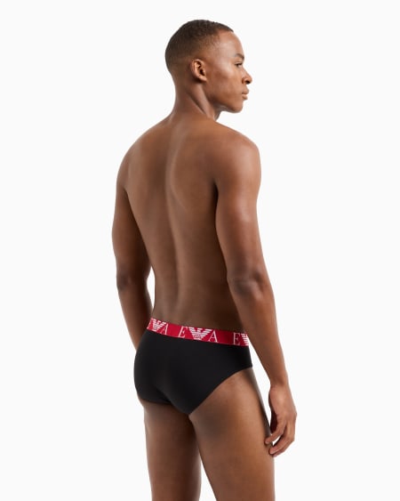 Armani Paquete De Tres Calzoncillos Slip Con Vistoso Logotipo De Monograma