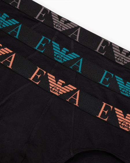 Armani Paquete De Tres Calzoncillos Slip Con Vistoso Logotipo De Monograma