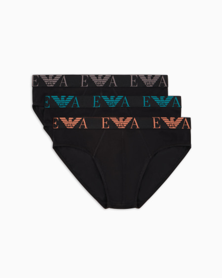 Armani Paquete de tres calzoncillos slip con vistoso logotipo de monograma