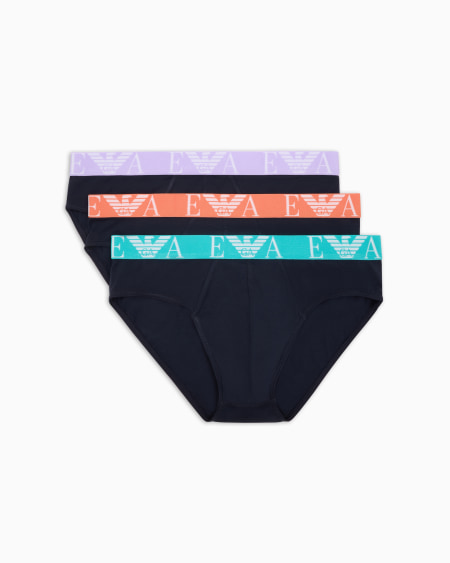 Armani Paquete de tres calzoncillos slip con vistoso logotipo de monograma