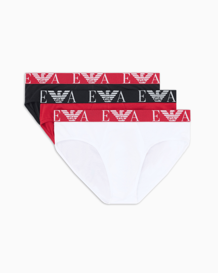 Armani Paquete de tres calzoncillos slip con vistoso logotipo de monograma
