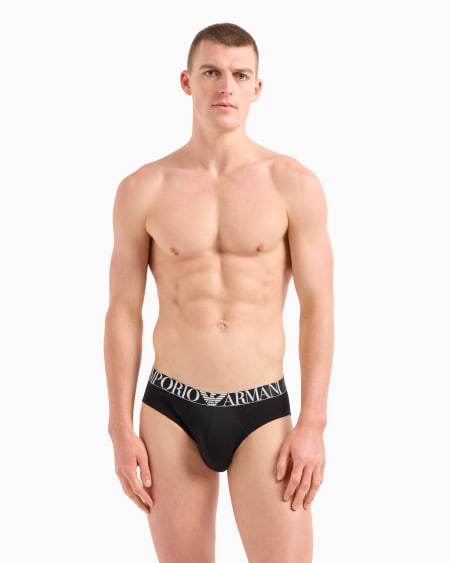 Armani Paquete De Tres Calzoncillos Slip De Algodón Orgánico Con Banda Con Logotipo Brillante ASV