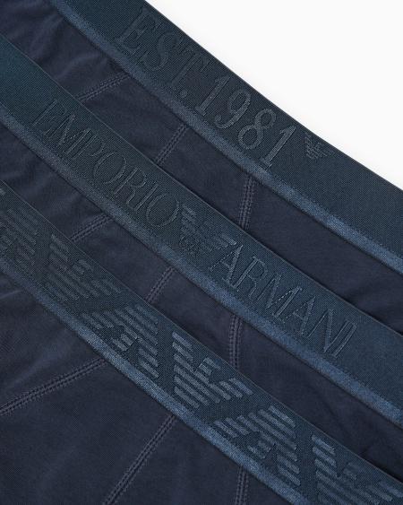 Armani Paquete De Tres Calzoncillos Slip De Algodón Orgánico Con Banda Con Logotipo Brillante ASV