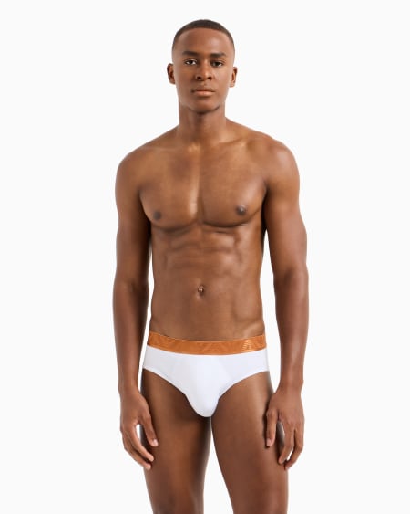 Armani Paquete De Tres Calzoncillos Slip De Algodón Orgánico Con Banda Con Logotipo Brillante ASV