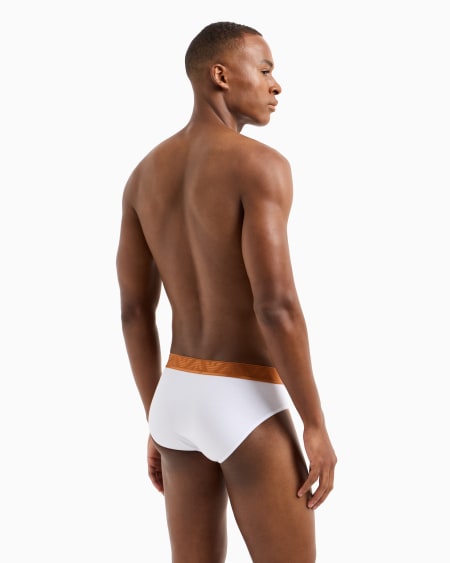 Armani Paquete De Tres Calzoncillos Slip De Algodón Orgánico Con Banda Con Logotipo Brillante ASV