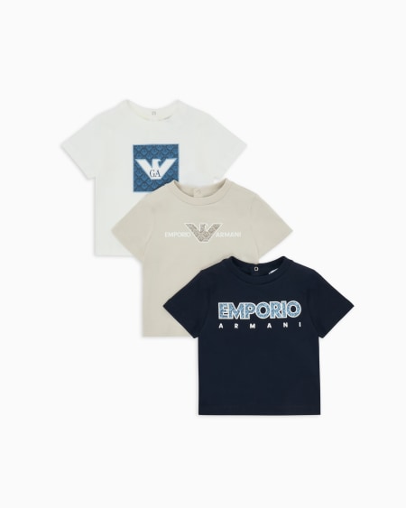 Armani Paquete de tres camisetas de punto con logotipo gráfico estampado
