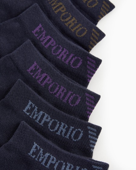 Armani Paquete De Tres Pares De Calcetines Cortos Con Logotipo Emporio Armani En Tejido Jacquard