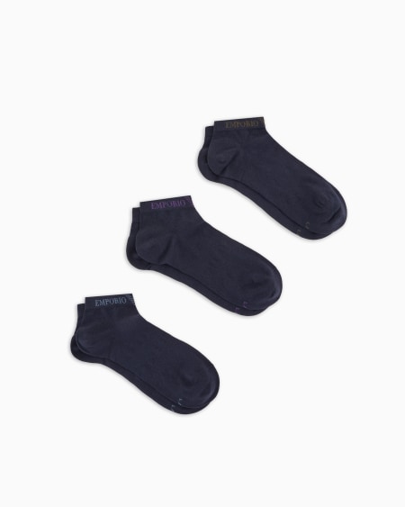 Armani Paquete de tres pares de calcetines cortos con logotipo Emporio Armani en tejido jacquard