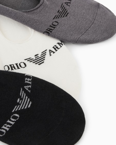 Armani Paquete De Tres Pares De Calcetines Invisibles Con Logotipo En Tejido Jacquard