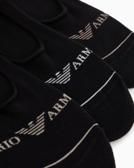 Armani Paquete De Tres Pares De Calcetines Invisibles Con Logotipo Emporio Armani En Tejido Jacquard