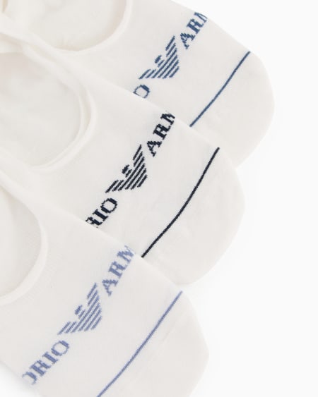 Armani Paquete De Tres Pares De Calcetines Invisibles Con Logotipo Emporio Armani En Tejido Jacquard