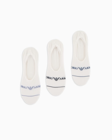 Armani Paquete de tres pares de calcetines invisibles con logotipo Emporio Armani en tejido jacquard