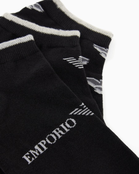 Armani Paquete Regalo De Tres Calcetines Cortos Con Logotipo En Tejido Jacquard