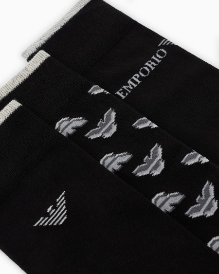 Armani Paquete Regalo De Tres Pares De Calcetines Con Logotipo En Tejido Jacquard