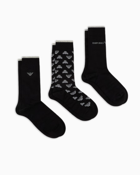 Armani Paquete regalo de tres pares de calcetines con logotipo en tejido jacquard
