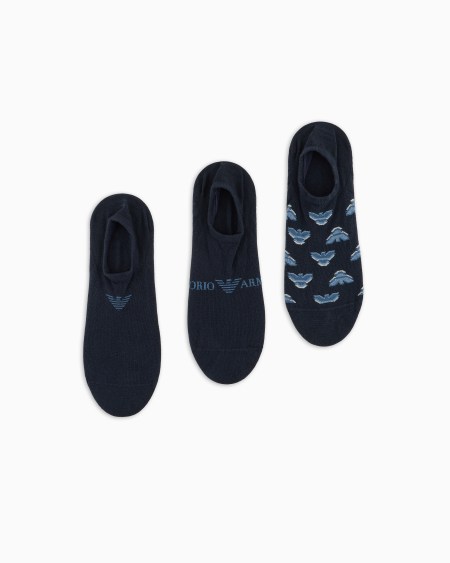 Armani Paquete regalo de tres pares de calcetines invisibles con logotipo en tejido jacquard