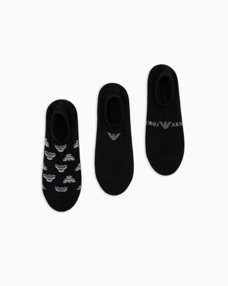 Armani Paquete regalo de tres pares de calcetines invisibles con logotipo en tejido jacquard