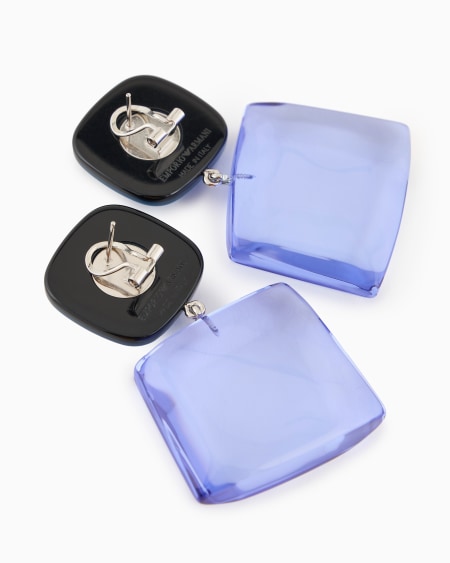 Armani Pendientes Colgantes Con Piedra Transparente