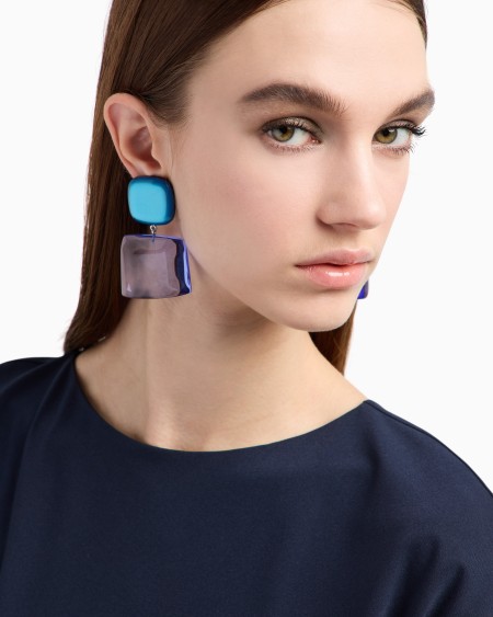 Armani Pendientes Colgantes Con Piedra Transparente