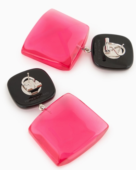 Armani Pendientes Colgantes Con Piedra Transparente