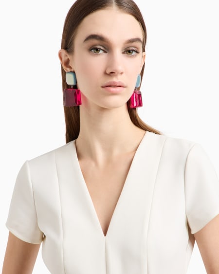 Armani Pendientes Colgantes Con Piedra Transparente
