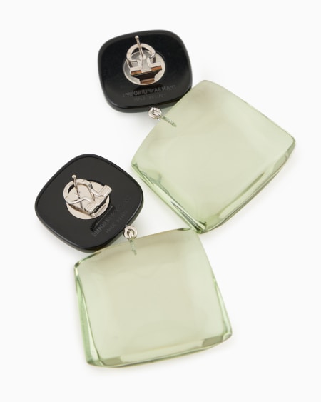 Armani Pendientes Colgantes Con Piedra Transparente