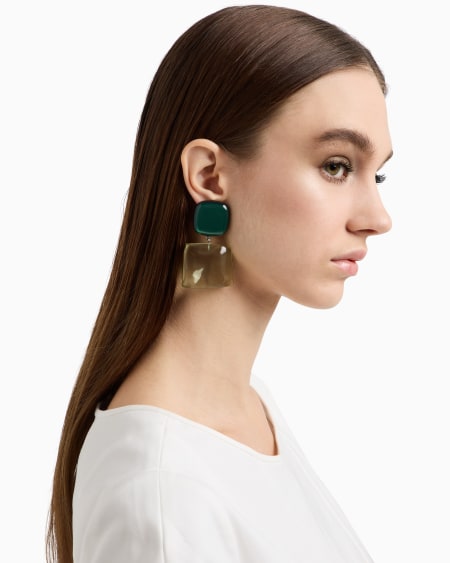 Armani Pendientes Colgantes Con Piedra Transparente
