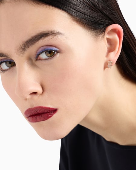 Armani Pendientes De Botón De Latón En Tono Rosa Dorado