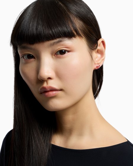 Armani Pendientes De Botón En Plata De Ley Bañada En Oro Rosa De 14 kt