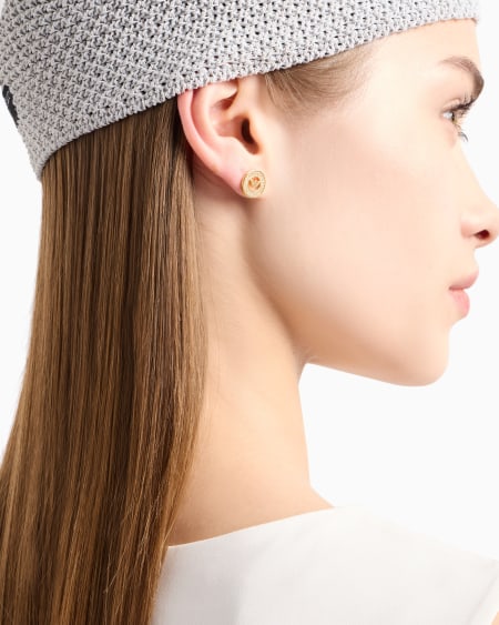 Armani Pendientes De Botón En Plata De Ley Color Dorado