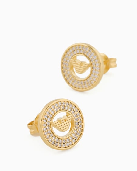 Armani Pendientes De Botón En Plata De Ley Color Dorado