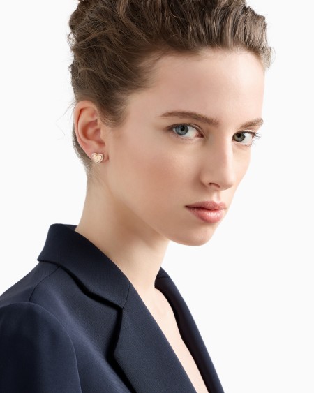 Armani Pendientes De Botón En Plata De Ley Color Oro Rosa